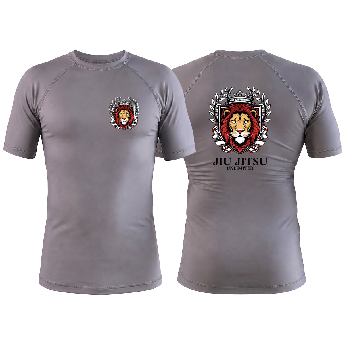 Jiu Jitsu Unlimited Gray Custom Rash Guards Short Sleeve #8129 F