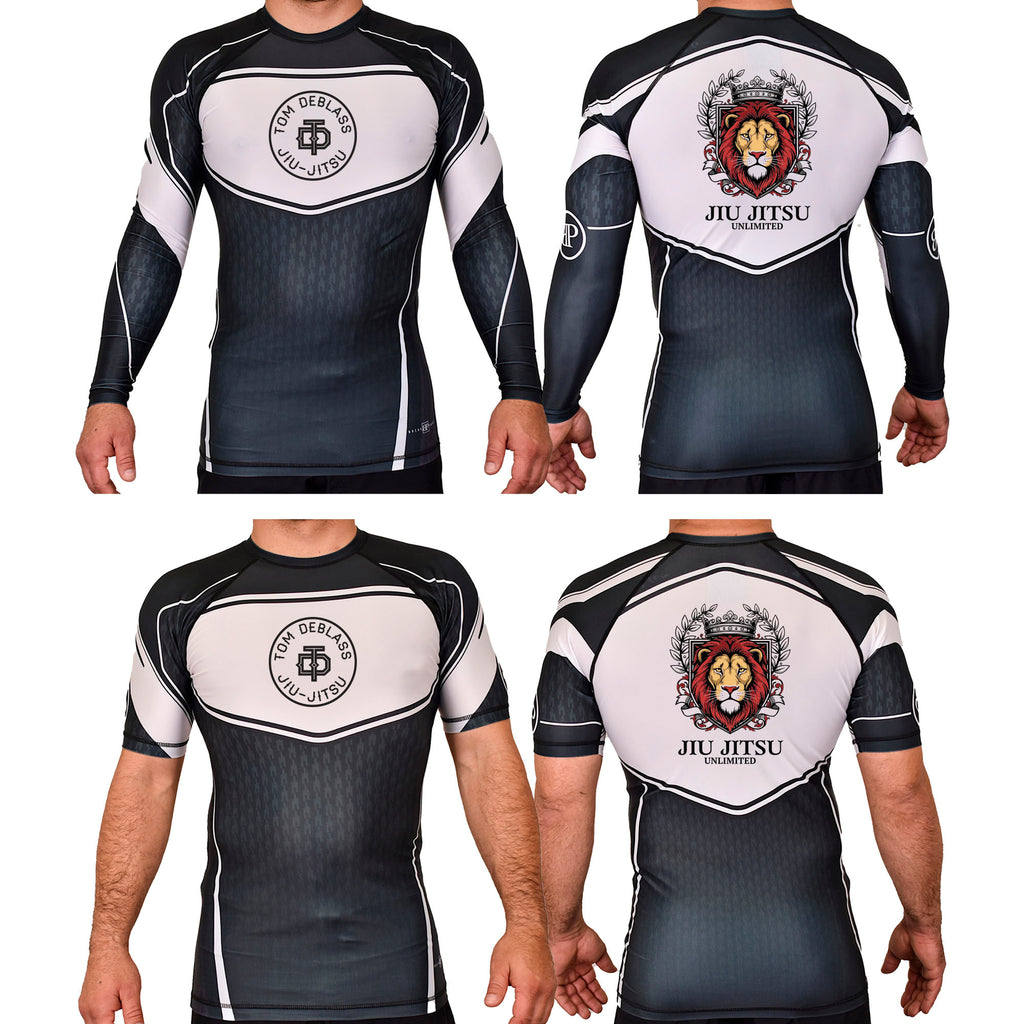 Jiu Jitsu Unlimited Academy Rash Guards Black/White #8129 H