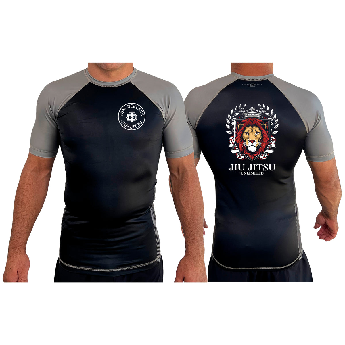 Jiu Jitsu Unlimited All Black Ranked Short Sleeve Rash Guards #8129 H