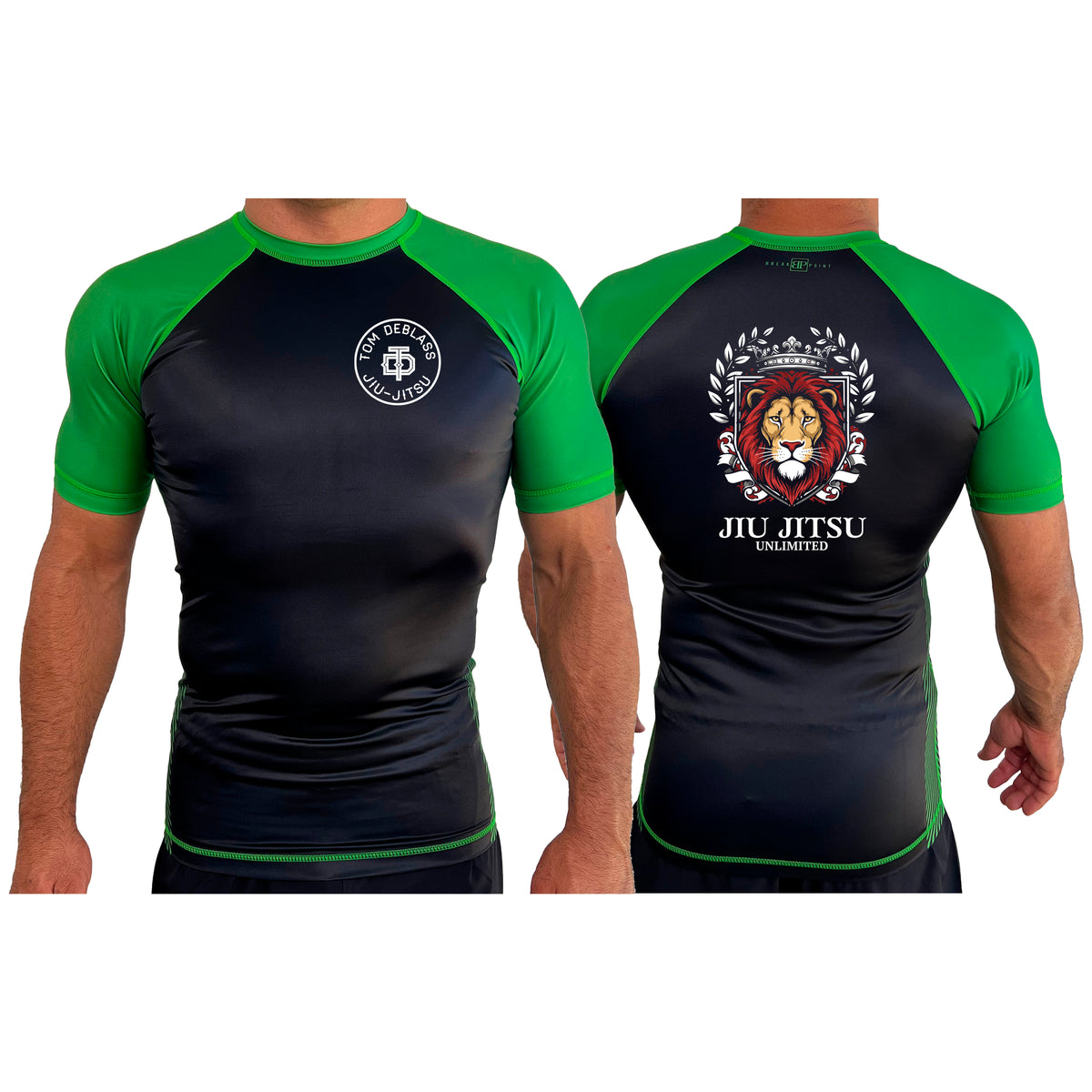 Jiu Jitsu Unlimited All Black Ranked Short Sleeve Rash Guards #8129 H