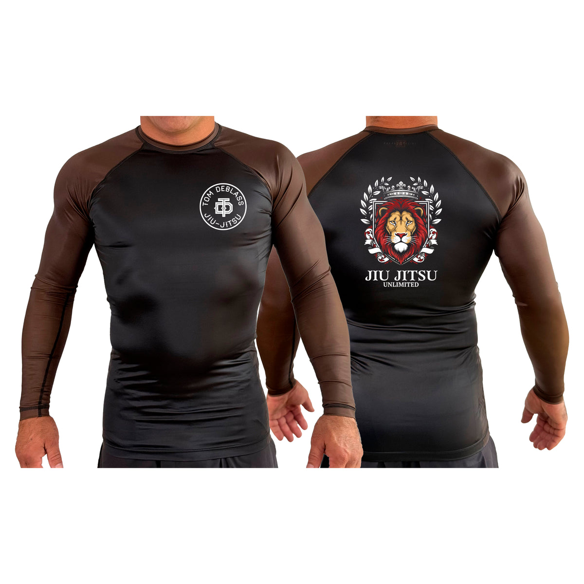 Jiu Jitsu Unlimited All Black Ranked Long Sleeve Rash Guards #8129 H