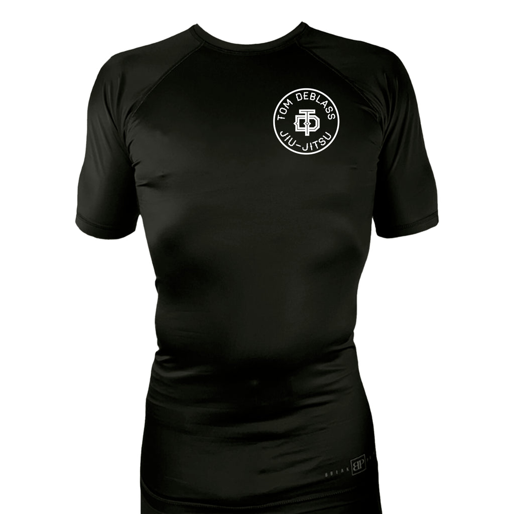 Jiu Jitsu Unlimited All Black Custom Rash Guards Short Sleeves #8129 H