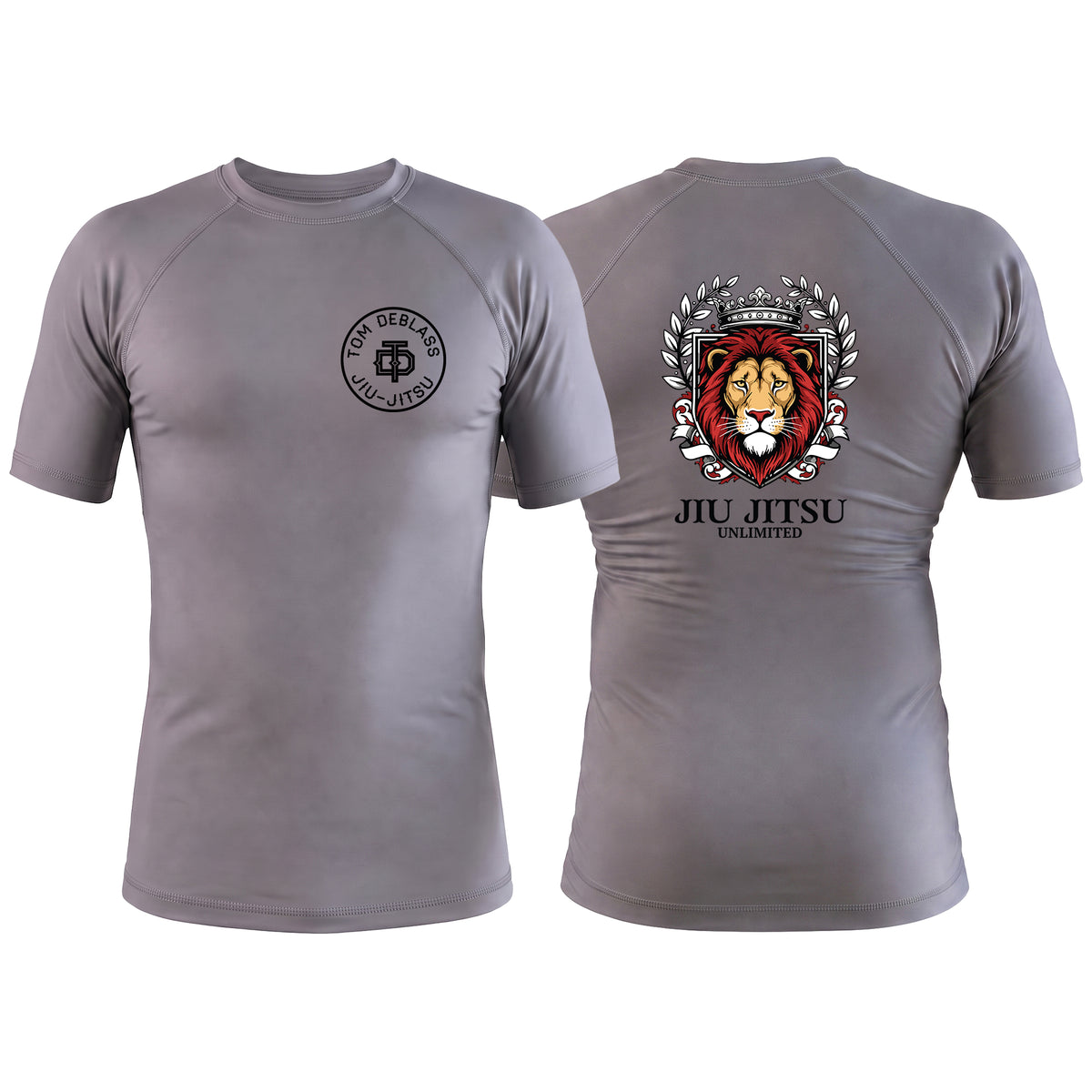 Jiu Jitsu Unlimited Gray Custom Rash Guards Short Sleeve #8129 H