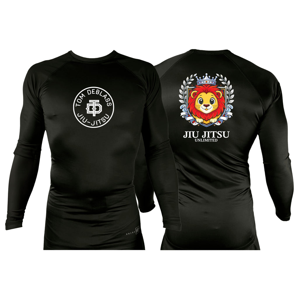 Jiu Jitsu Unlimited All Black Custom Rash Guards Long Sleeves #8129 J