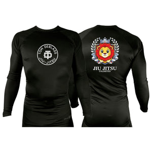 Jiu Jitsu Unlimited All Black Custom Rash Guards Long Sleeves #8129 J