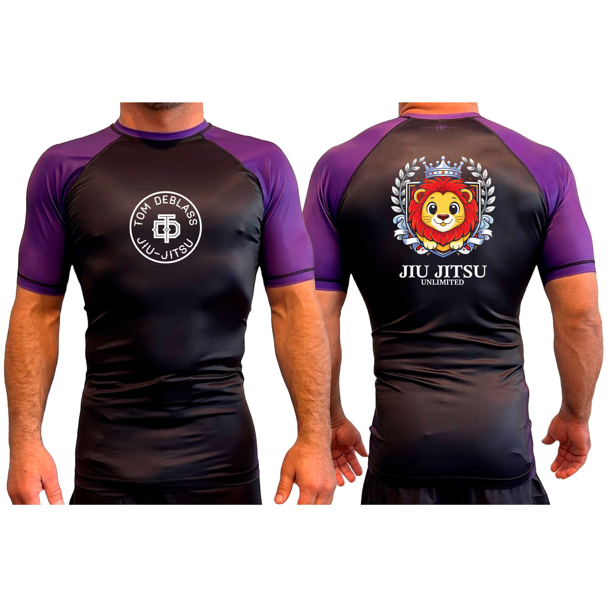 Jiu Jitsu Unlimited All Black Ranked Short Sleeve Rash Guards #8129 J