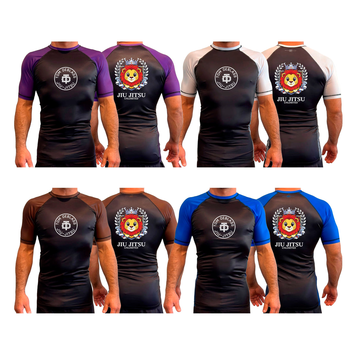 Jiu Jitsu Unlimited All Black Ranked Short Sleeve Rash Guards #8129 J