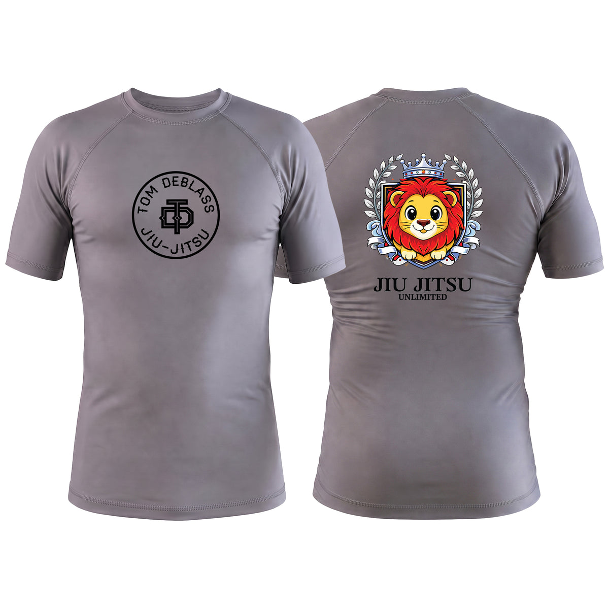 Jiu Jitsu Unlimited Gray Custom Rash Guards Short Sleeve #8129 J