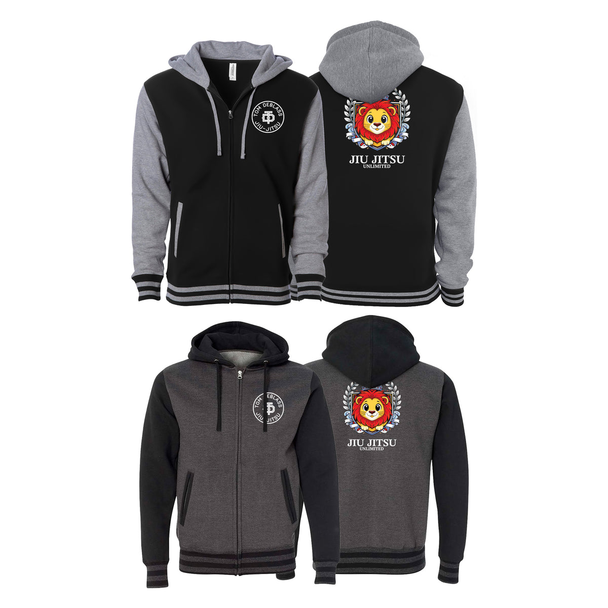 Jiu Jitsu Unlimited Academy Varsity Zip-Up Hoodies #8129 K