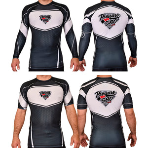Pressure 580 Jiu-Jitsu Academy Rash Guards Black/White #8131 A