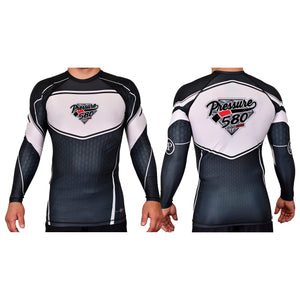 Pressure 580 Jiu-Jitsu Academy Rash Guards Black/White #8131 A