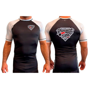 Pressure 580 Jiu-Jitsu All Black Ranked Short Sleeve Rash Guards #8131 A