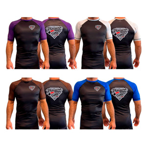 Pressure 580 Jiu-Jitsu All Black Ranked Short Sleeve Rash Guards #8131 A