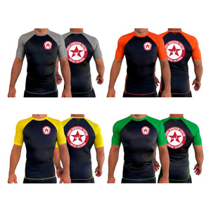 Pressure 580 Jiu-Jitsu All Black Ranked Short Sleeve Rash Guards #8131 F