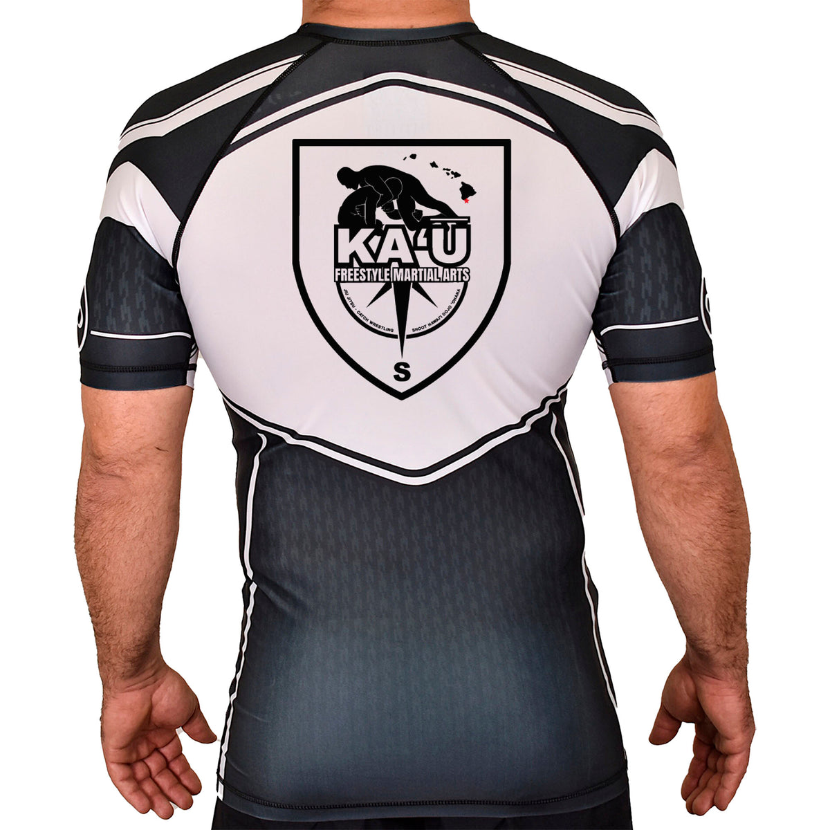 Kau Freestyle Martial Arts Academy Rash Guards Black/White #8132 A