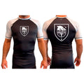 Kau Freestyle Martial Arts All Black Ranked Short Sleeve Rash Guards #8132 A