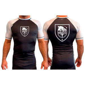 Kau Freestyle Martial Arts All Black Ranked Short Sleeve Rash Guards #8132 A