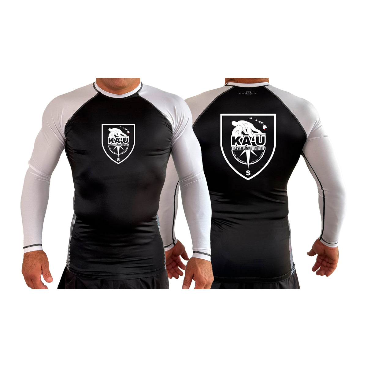Kau Freestyle Martial Arts All Black Ranked Long Sleeve Rash Guards #8132 A