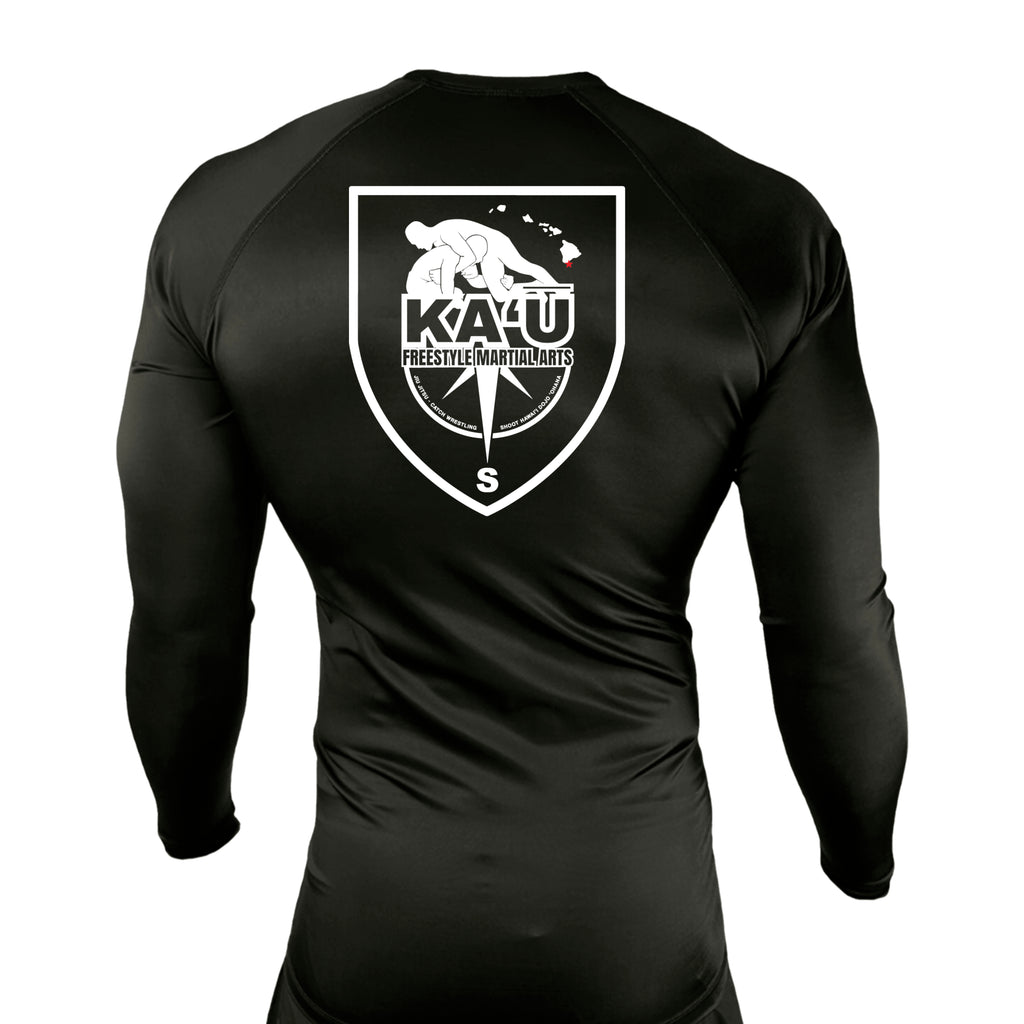 Kau Freestyle Martial Arts All Black Custom Rash Guards Long Sleeves #8132 A