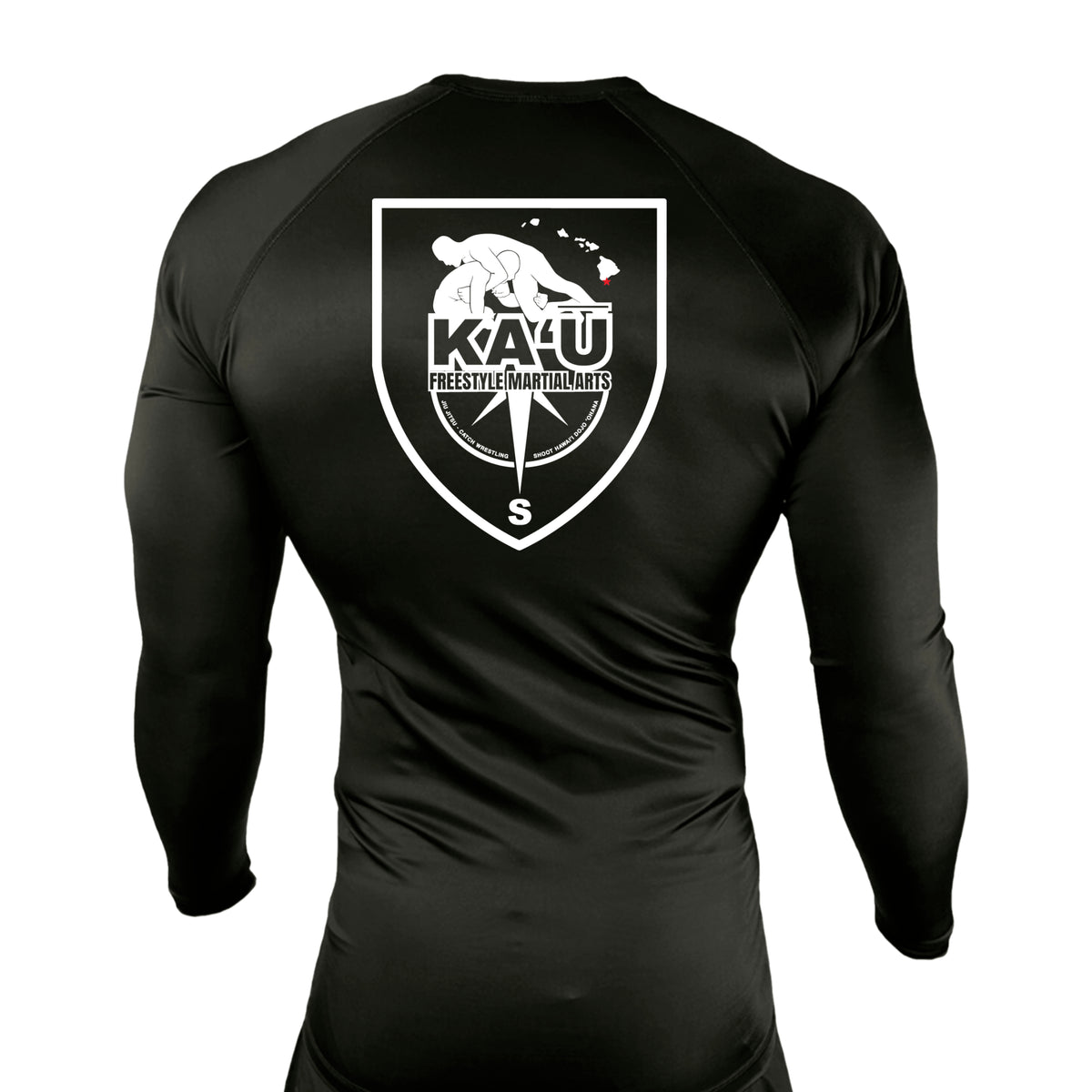 Kau Freestyle Martial Arts All Black Custom Rash Guards Long Sleeves #8132 A