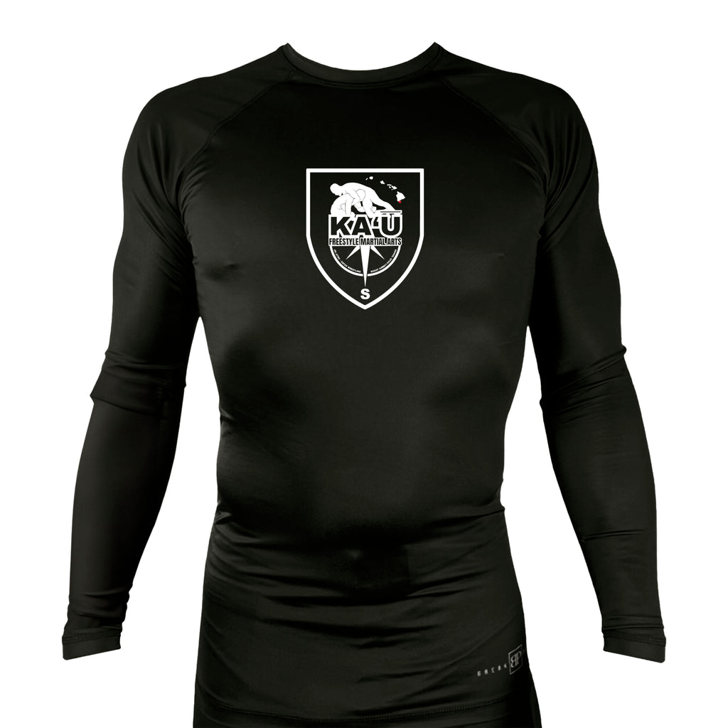 Kau Freestyle Martial Arts All Black Custom Rash Guards Long Sleeves #8132 A