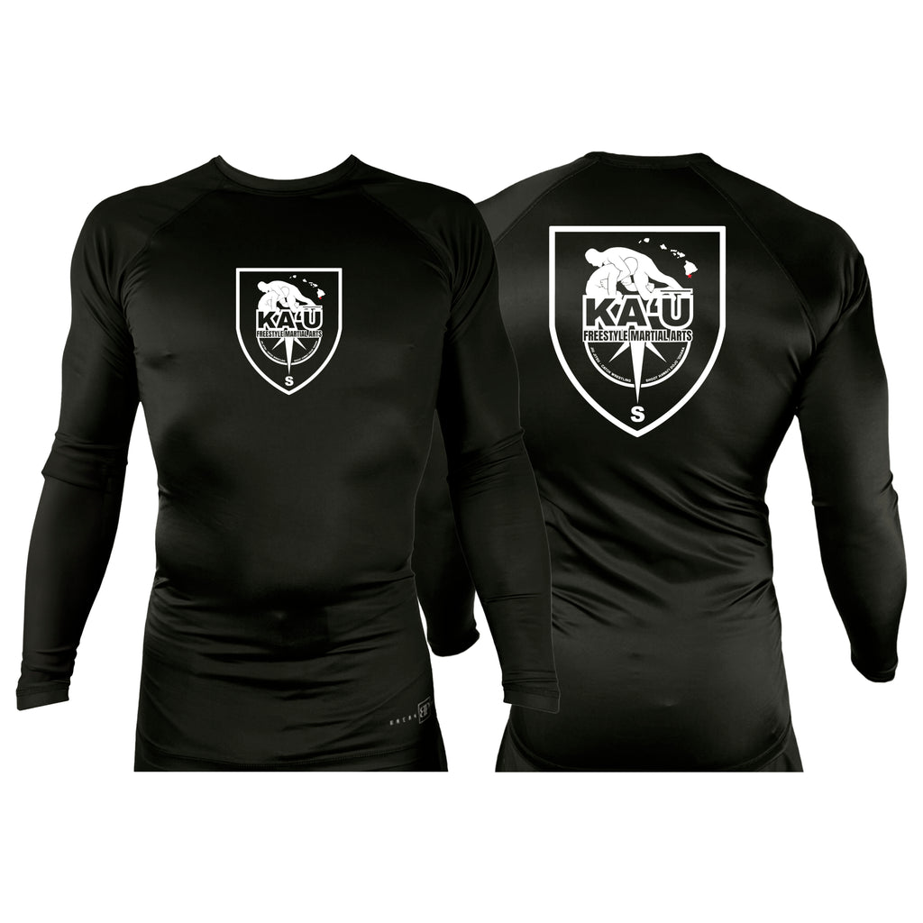 Kau Freestyle Martial Arts All Black Custom Rash Guards Long Sleeves #8132 A