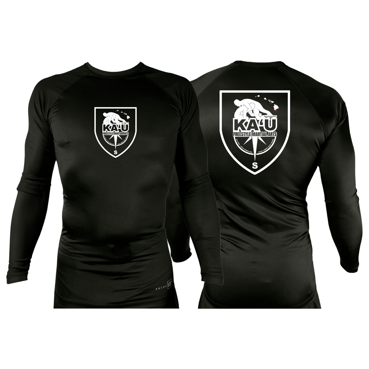 Kau Freestyle Martial Arts All Black Custom Rash Guards Long Sleeves #8132 A