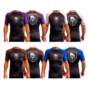 Kau Freestyle Martial Arts All Black Ranked Short Sleeve Rash Guards #8132 A