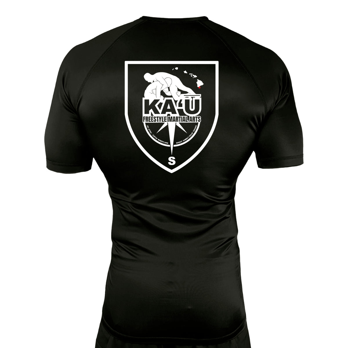Kau Freestyle Martial Arts All Black Custom Rash Guards Short Sleeves #8132 A