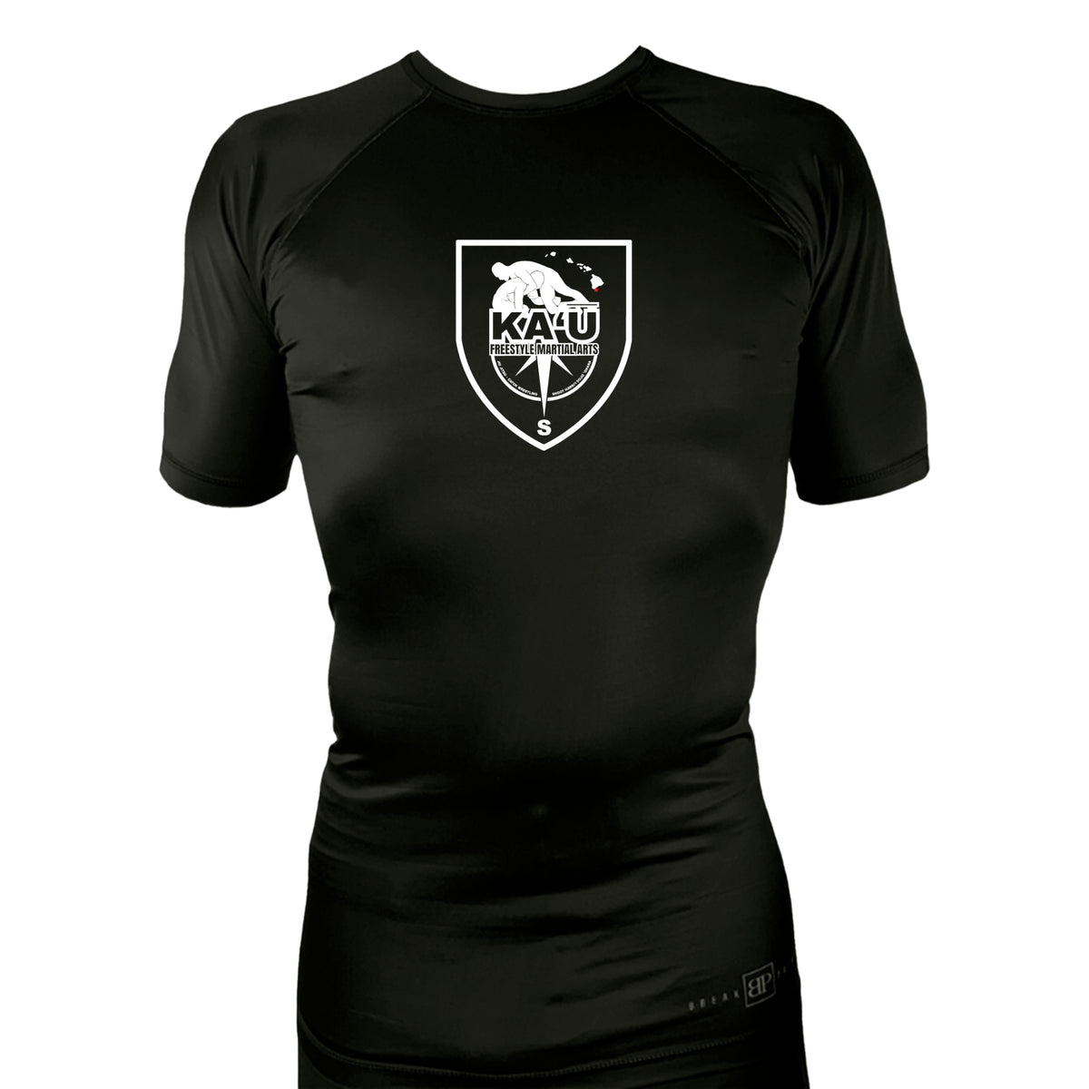 Kau Freestyle Martial Arts All Black Custom Rash Guards Short Sleeves #8132 A