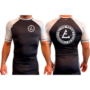 Elite Team Corcoran BJJ All Black Ranked Short Sleeve Rash Guards #8133 A