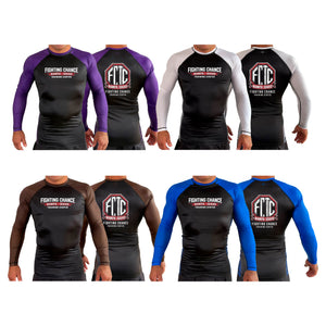 Fighting Chance Idaho All Black Ranked Long Sleeve Rash Guards #8134 B