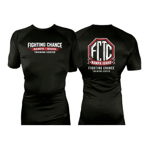 Fighting Chance Idaho All Black Custom Rash Guards Short Sleeves #8134 B