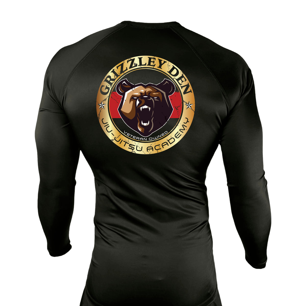 Grizzley Den Jiu-Jitsu All Black Custom Rash Guards Long Sleeves #8135 A