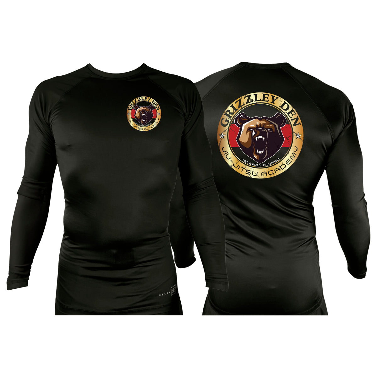 Grizzley Den Jiu-Jitsu All Black Custom Rash Guards Long Sleeves #8135 A