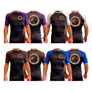 Grizzley Den Jiu-Jitsu All Black Ranked Short Sleeve Rash Guards #8135 A