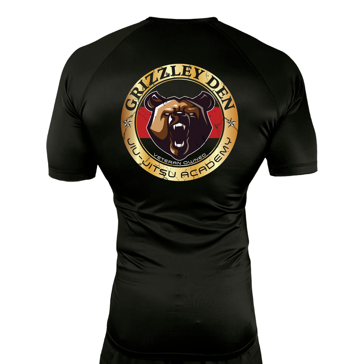 Grizzley Den Jiu-Jitsu All Black Custom Rash Guards Short Sleeves #8135 A