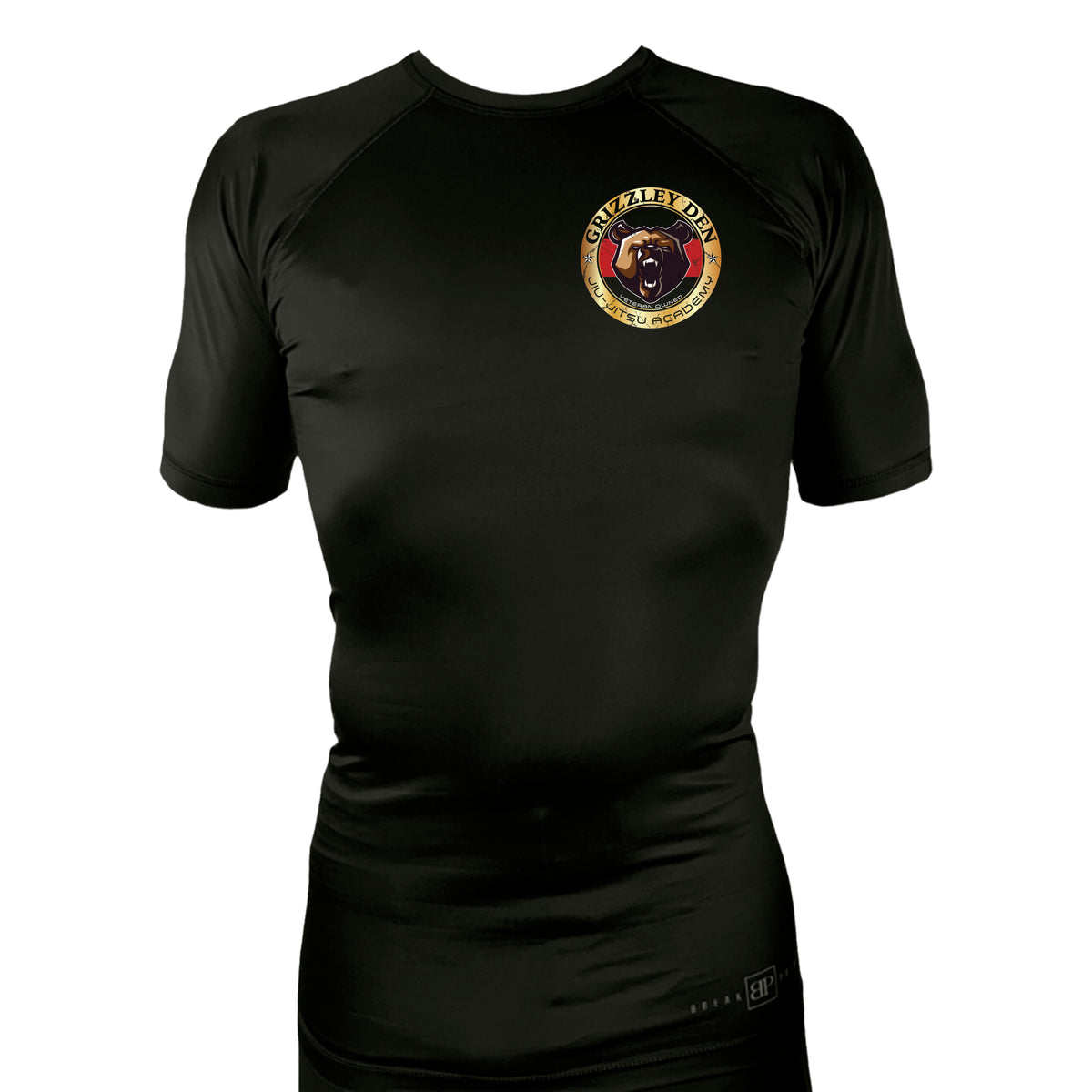 Grizzley Den Jiu-Jitsu All Black Custom Rash Guards Short Sleeves #8135 A