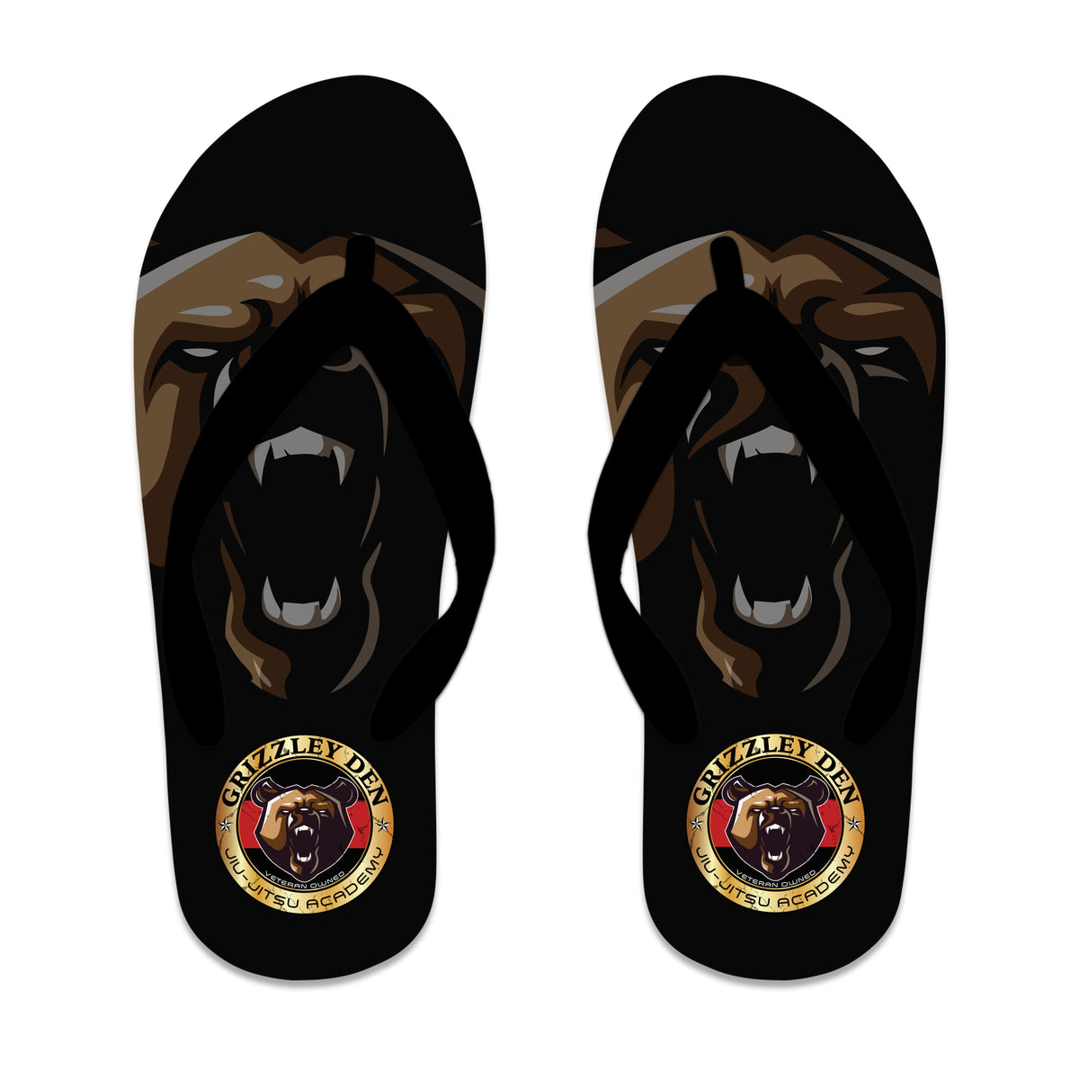 Grizzley Den Jiu-Jitsu Academy Flip Flops #8135 A