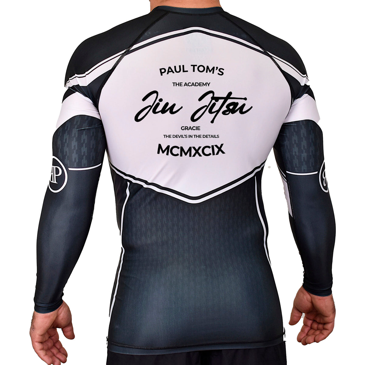 PT BJJ Academy Rash Guards Black/White #8136 A