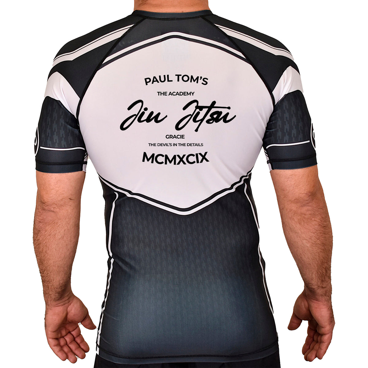 PT BJJ Academy Rash Guards Black/White #8136 A