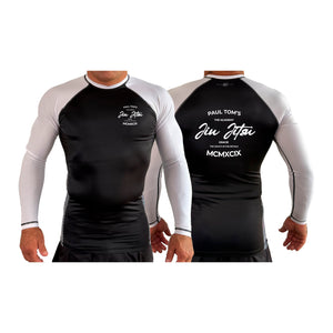 Paul Toms Academy of Brazilian Jiu Jitsu All Black Ranked Long Sleeve Rash Guards #8136 A