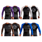 PT BJJ All Black Ranked Long Sleeve Rash Guards #8136 A