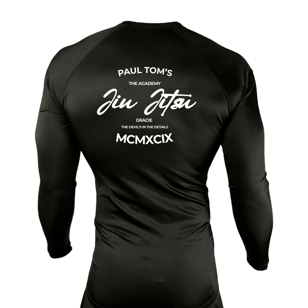 PT BJJ All Black Custom Rash Guards Long Sleeves #8136 A