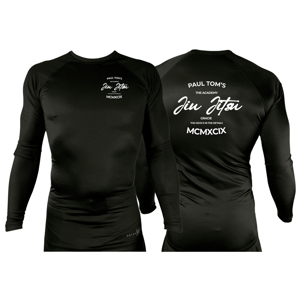 PT BJJ All Black Custom Rash Guards Long Sleeves #8136 A