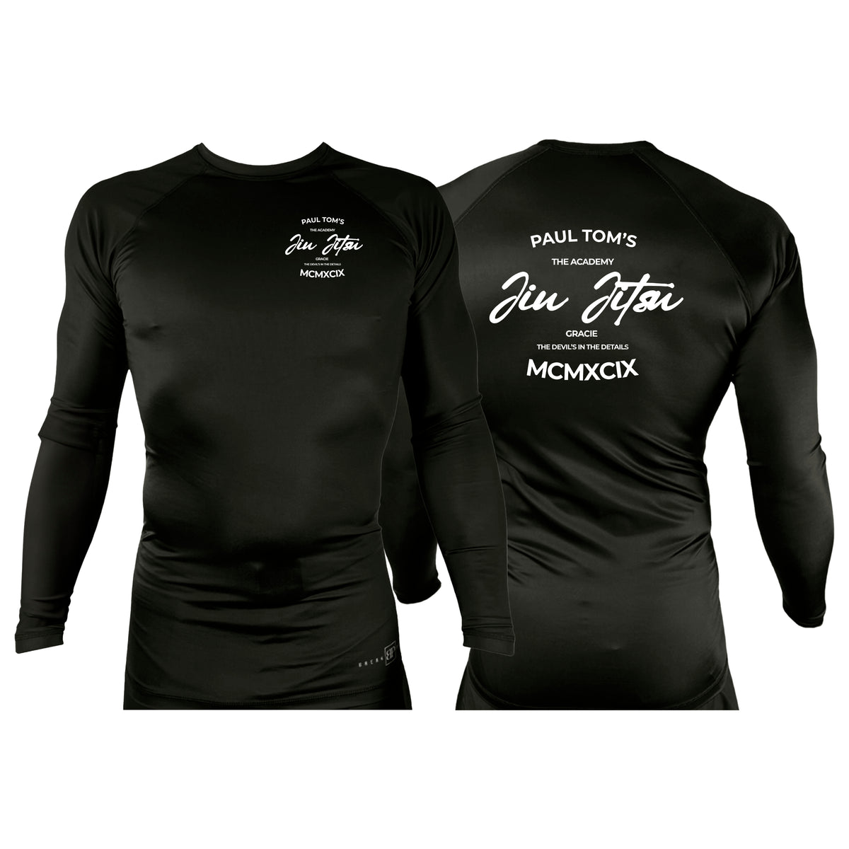 PT BJJ All Black Custom Rash Guards Long Sleeves #8136 A