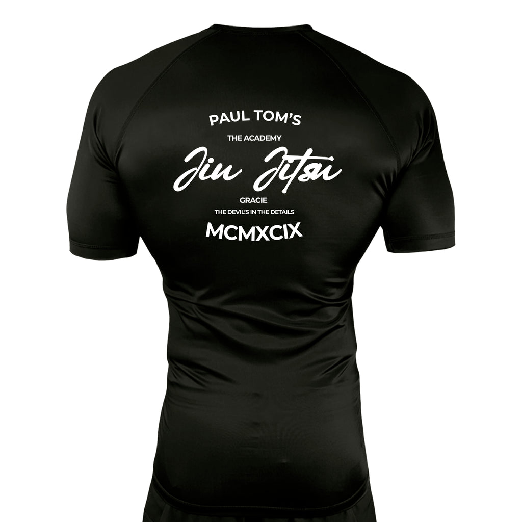 PT BJJ All Black Custom Rash Guards Short Sleeves #8136 A
