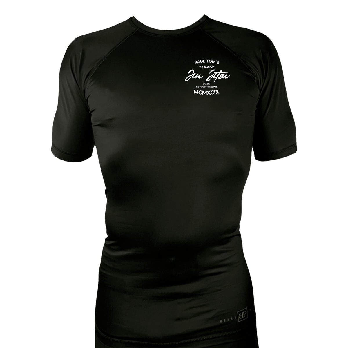 PT BJJ All Black Custom Rash Guards Short Sleeves #8136 A