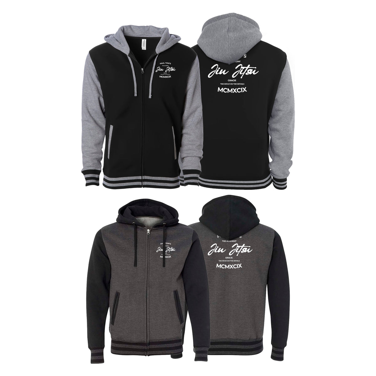 PT BJJ Academy Varsity Zip-Up Hoodies #8136 A