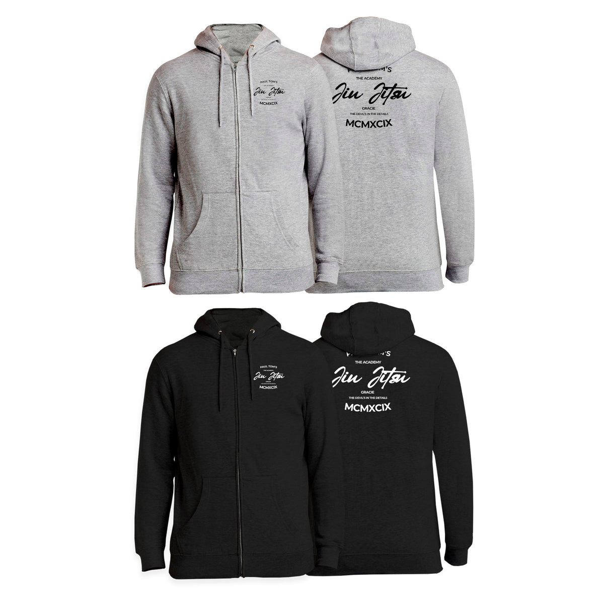 PT BJJ Academy Zip-Up Hoodies #8136 A